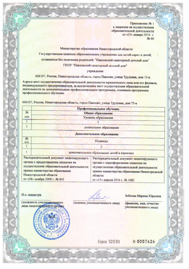 Лицензия на право ведения образовательной деятельности